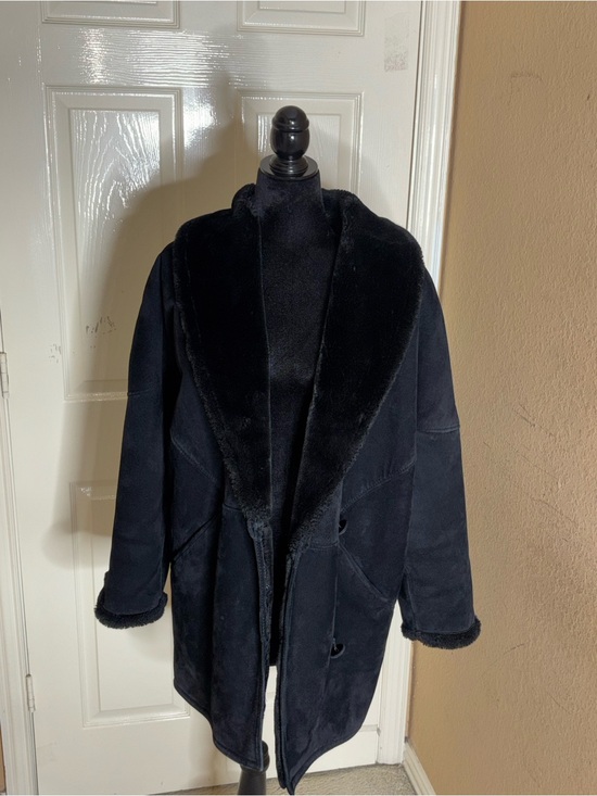 Steve By Searle Jackets & Blazers - Vintage Steve by Searle Suede Faux Shearling Women’s Coat - Black Medium